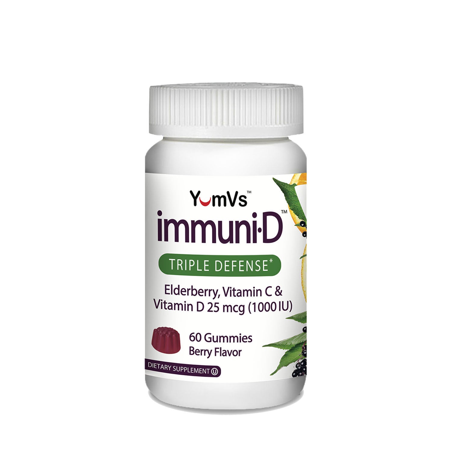YumVs Immuni-D Triple Defense Gummies Vitamin C - 60 Count (30 Servings)